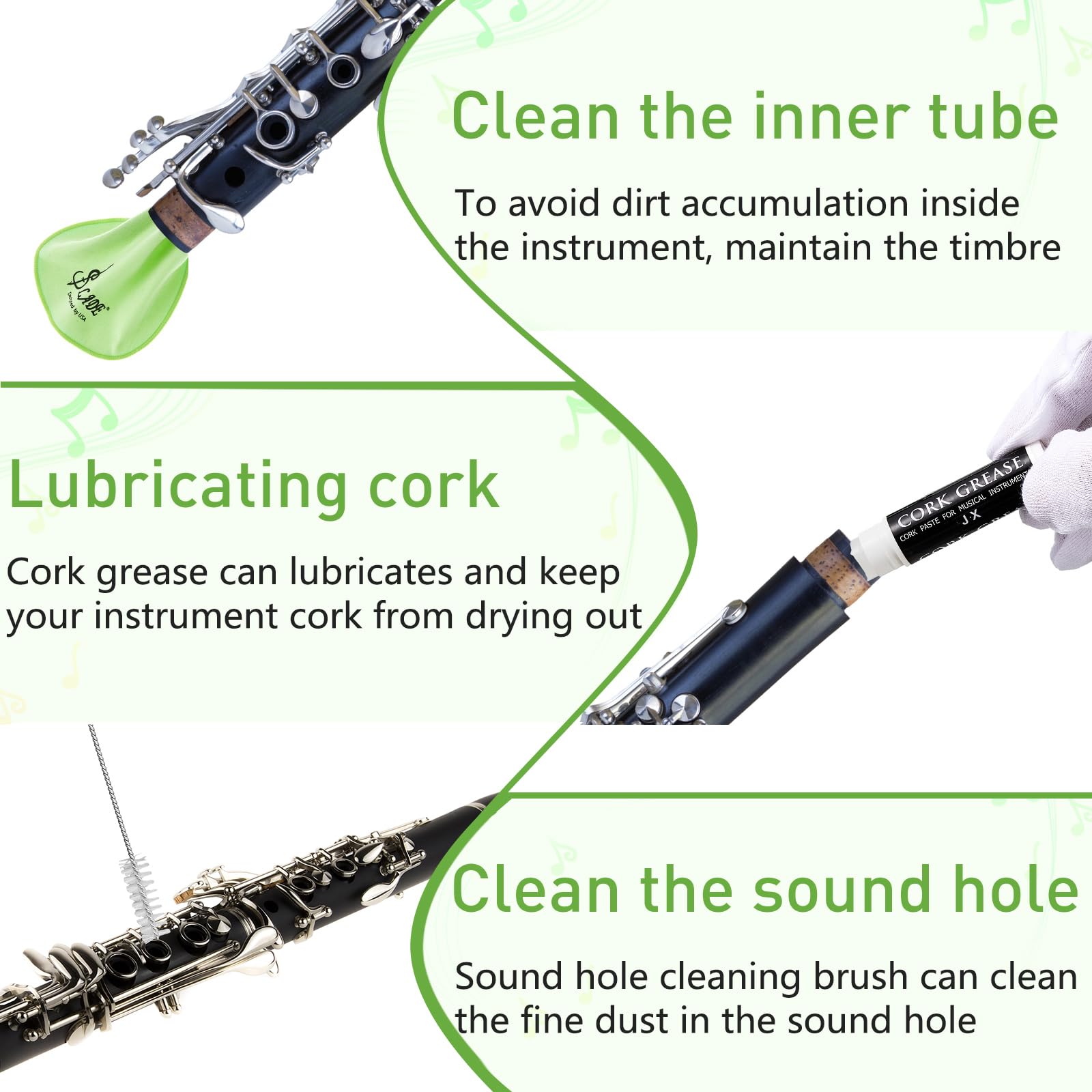 Boao 23 Pcs Clarinet Cleaning Kit Clarinet Accessories All in One Clarinet Cleaner Kit with Maintenance Kit Clarinet Swab Clarin